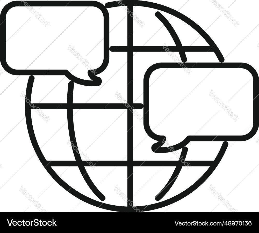 Global message icon outline group button Global message icon outline group button vector image