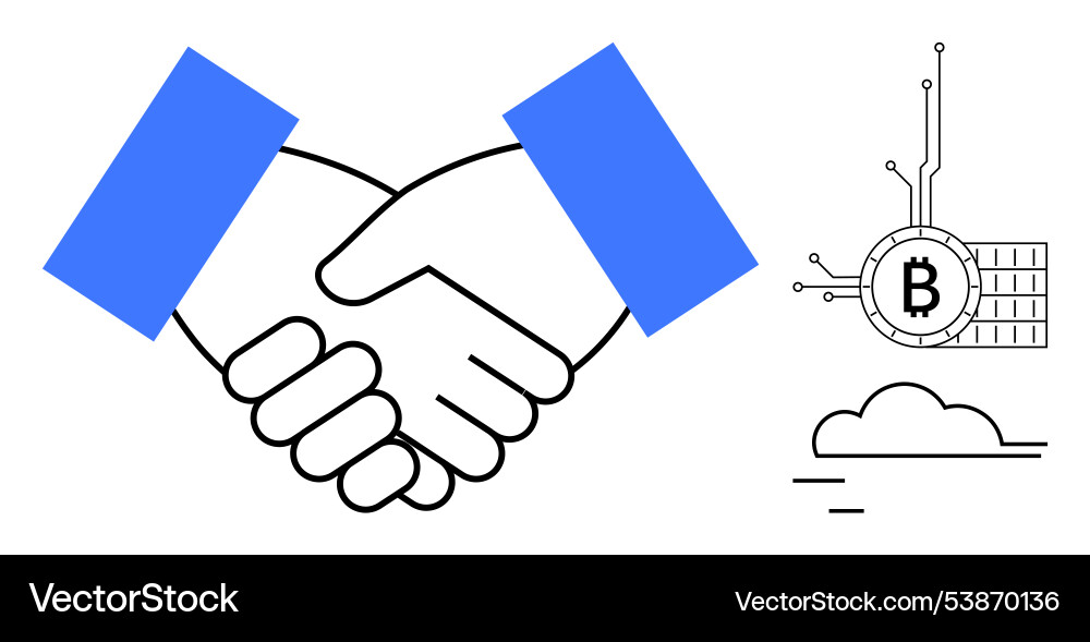 Handshake as symbol of blockchain agreement Vector Image