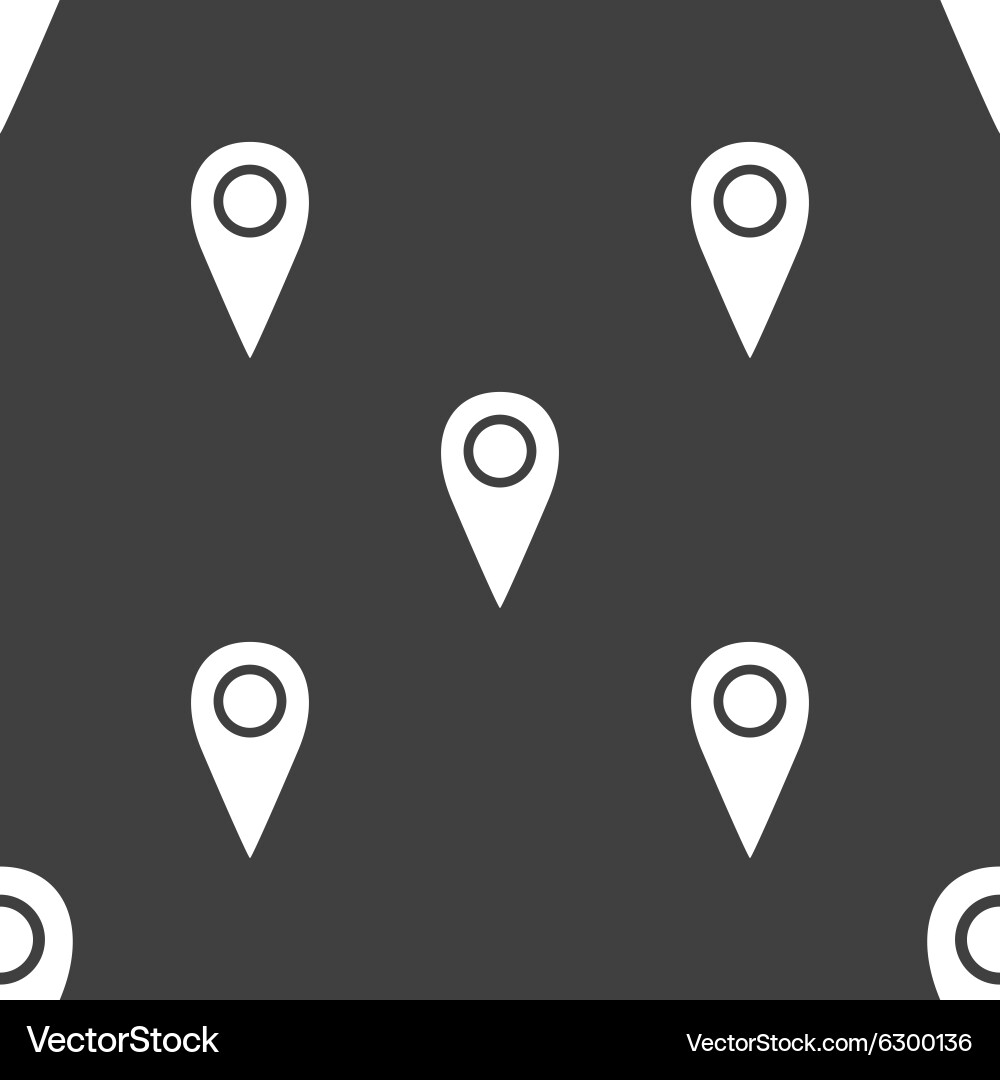 Map pointer icon sign seamless pattern on a gray vector image