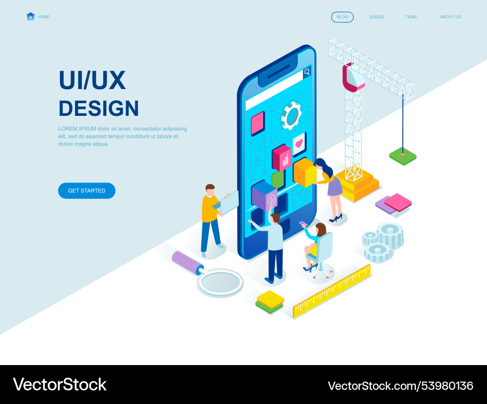 Modern flat design isometric concept of ux and ui Modern flat design isometric concept of ux and ui vector image