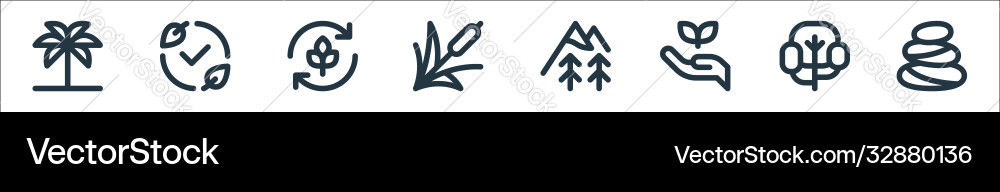 Nature line icons linear set quality vector image