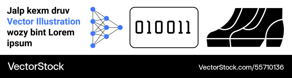 Neural network diagram binary code display high Neural network diagram binary code display high Vector Image