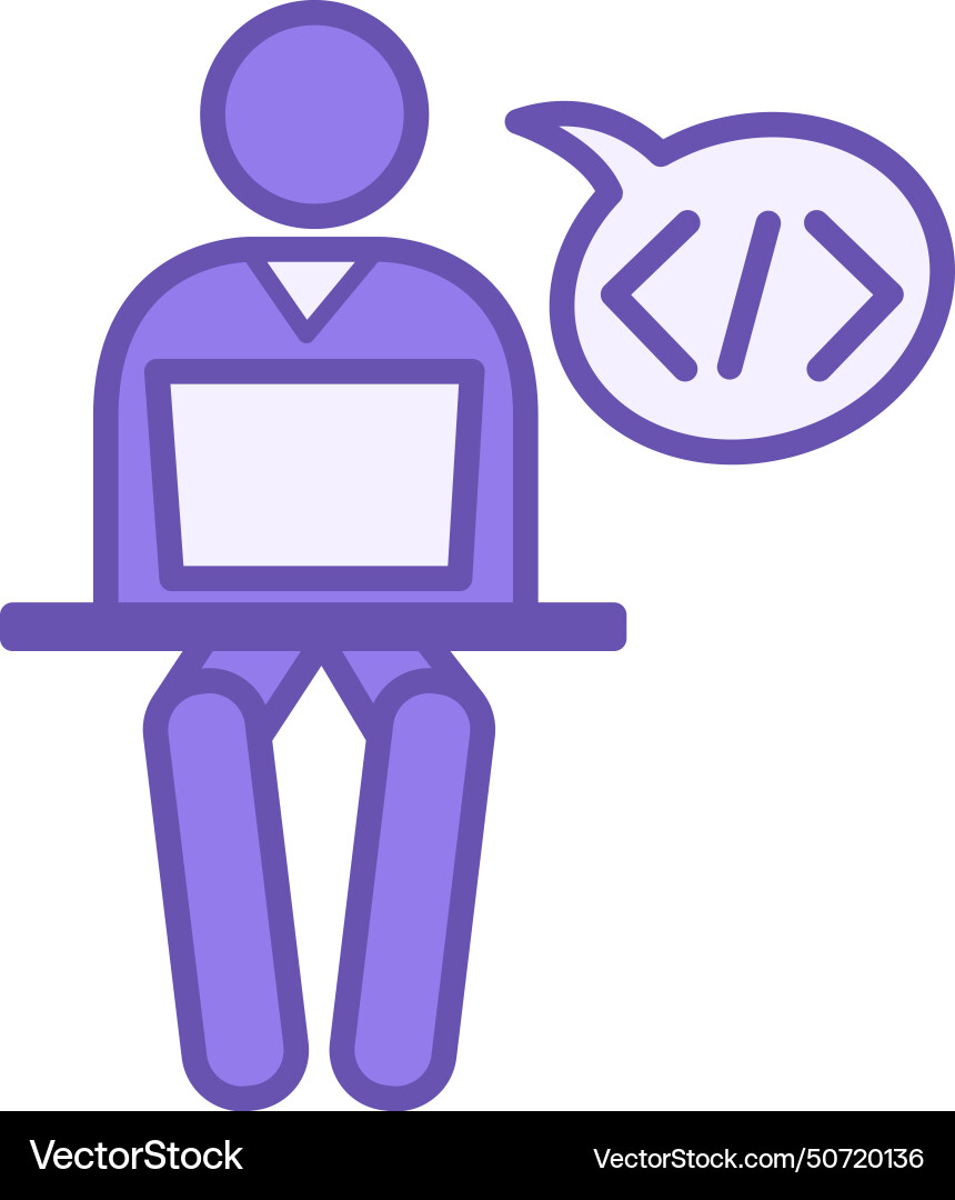 Programmer color icon of a man working Vector Image