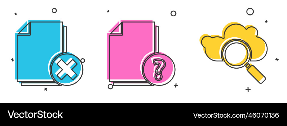 Set delete file document unknown vector image