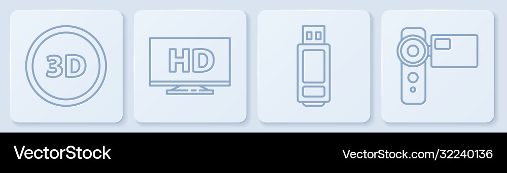 Set line 3d word usb flash drive smart display Set line 3d word usb flash drive smart display vector image