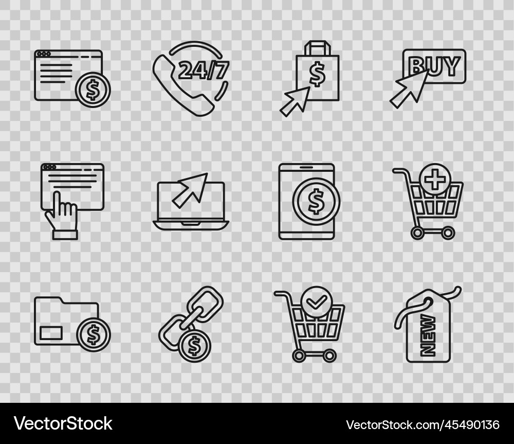 Set line envelope with coin dollar price tag new Set line envelope with coin dollar price tag new vector image