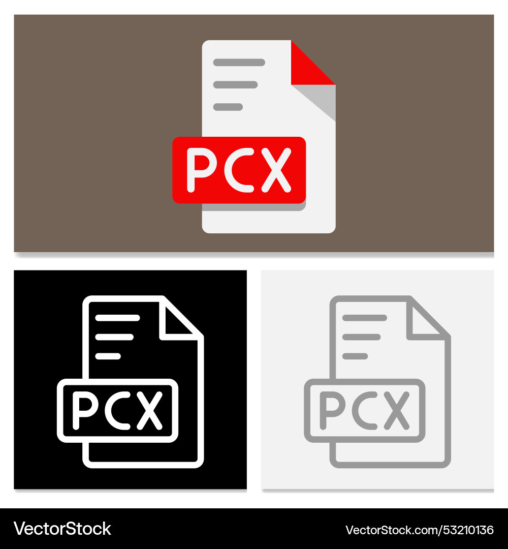 Set pcx document file format modern flat vector image