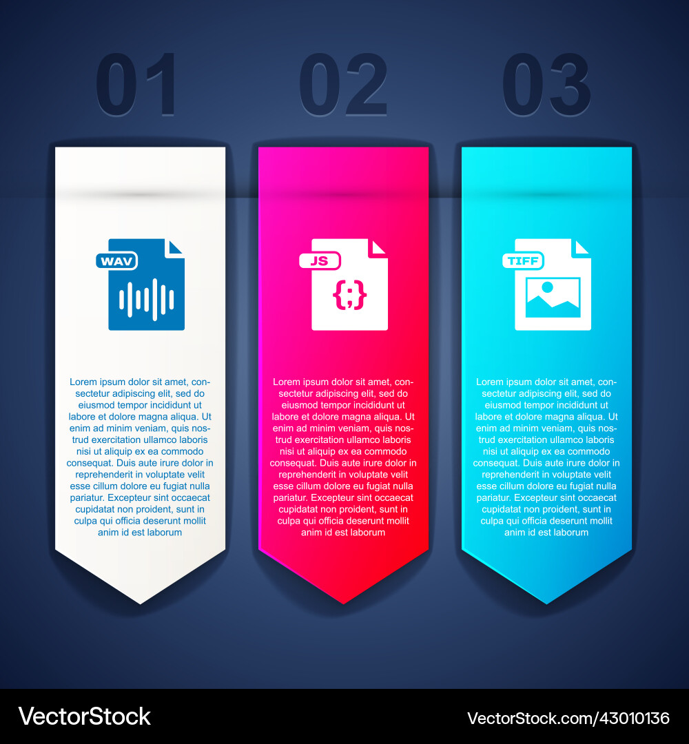 Set wav file document js and tiff business Set wav file document js and tiff business vector image