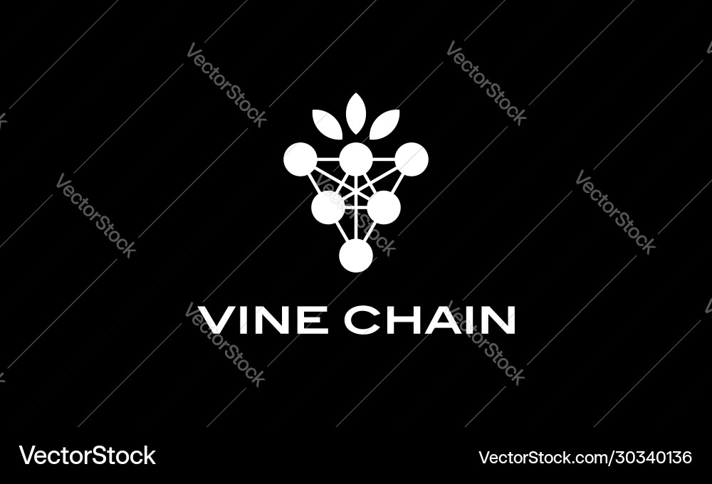 Vine with block chain logo design concept Vector Image