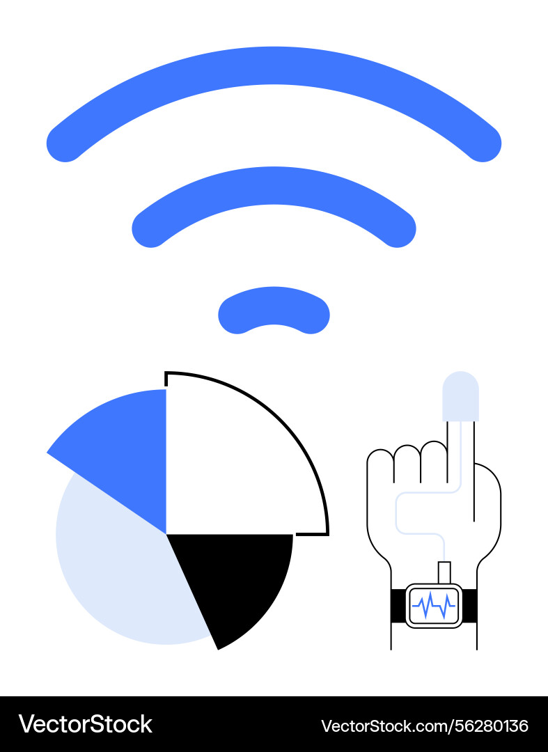 Wearable technology monitoring data with wireless Wearable technology monitoring data with wireless vector image