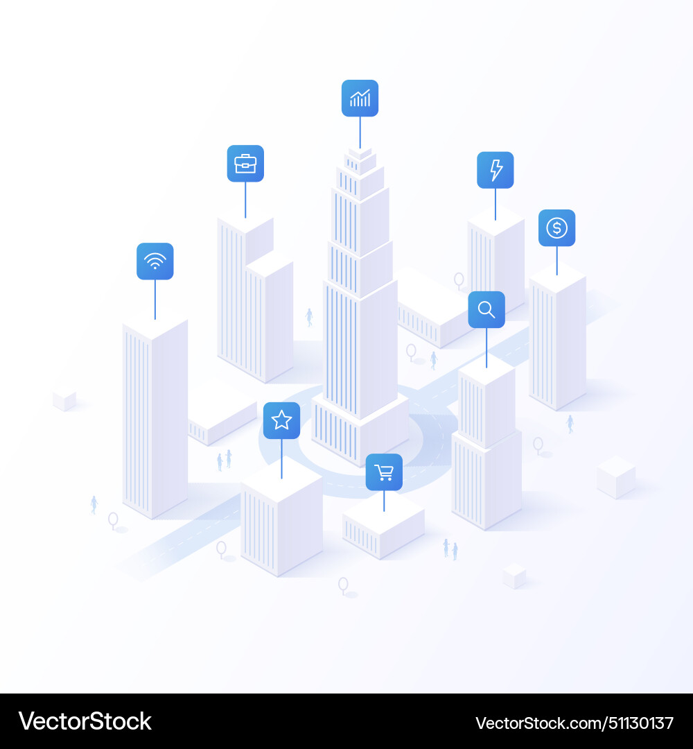 3d isometric smart city for concept design energy Vector Image