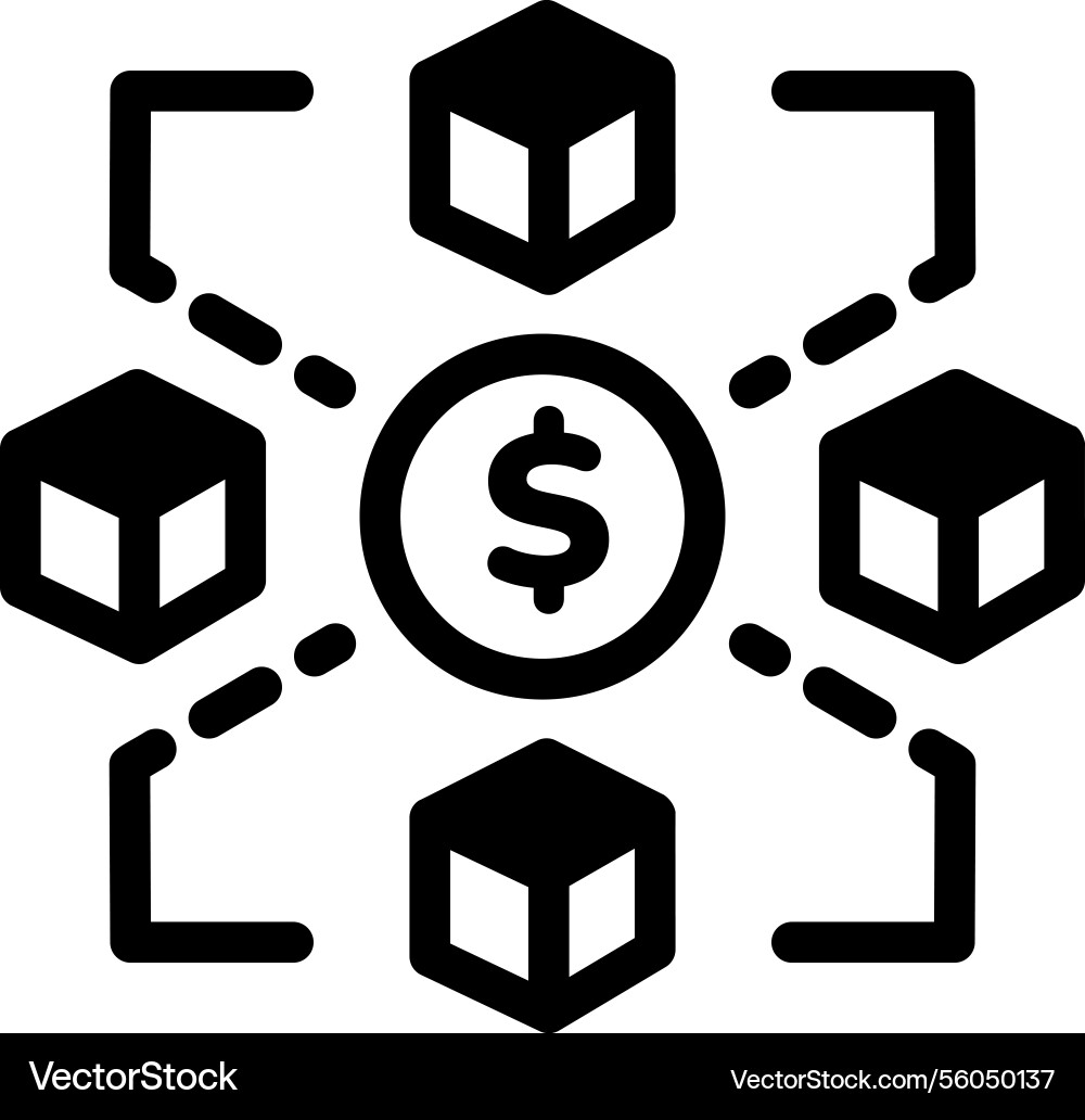 A linear style icon showing distributed finance Vector Image