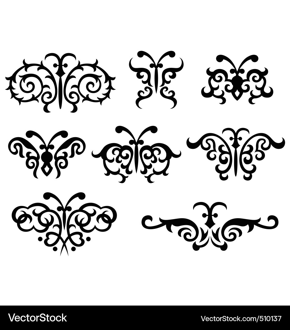 Abstract scroll butterfly vector image