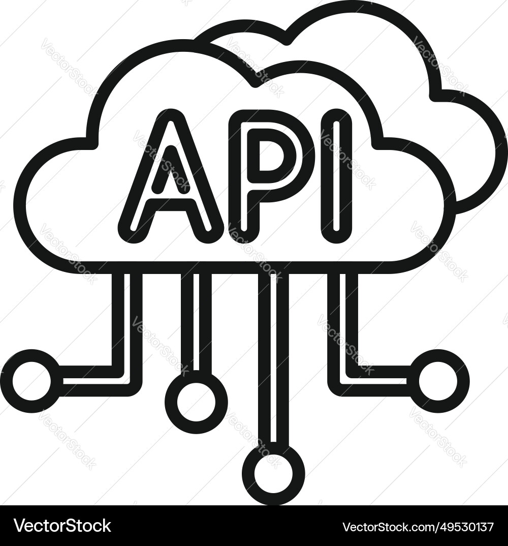 Api data cloud icon outline gear hosting Api data cloud icon outline gear hosting vector image