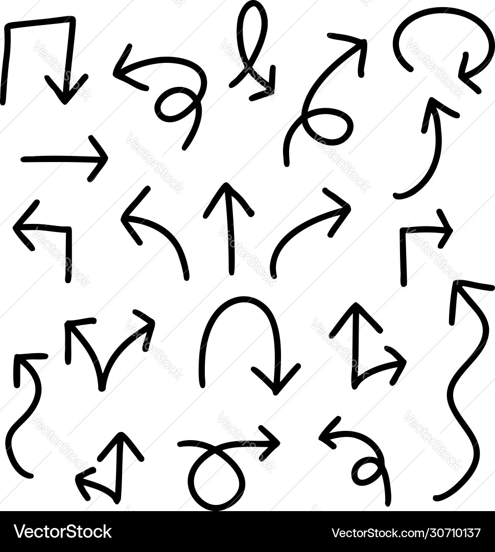 Arrow Symbol Set - Hand Drawn Style vector image