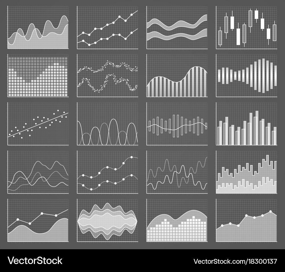 Business chart collection set of graphs data vector image