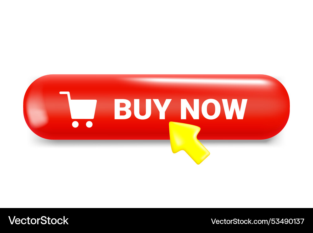 Buy now button with cursor arrow 3d isolated Buy now button with cursor arrow 3d isolated vector image
