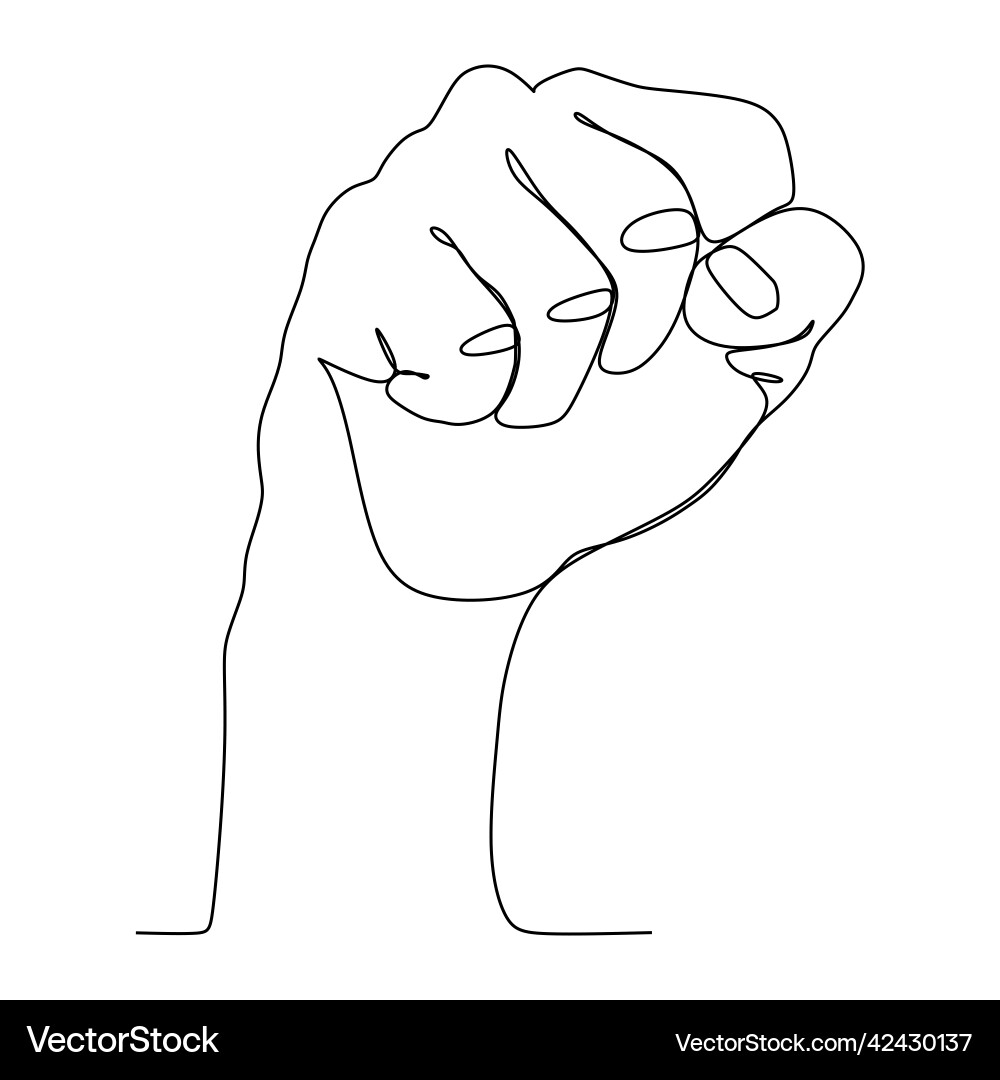 Clenched hands continuous line drawing design vector image