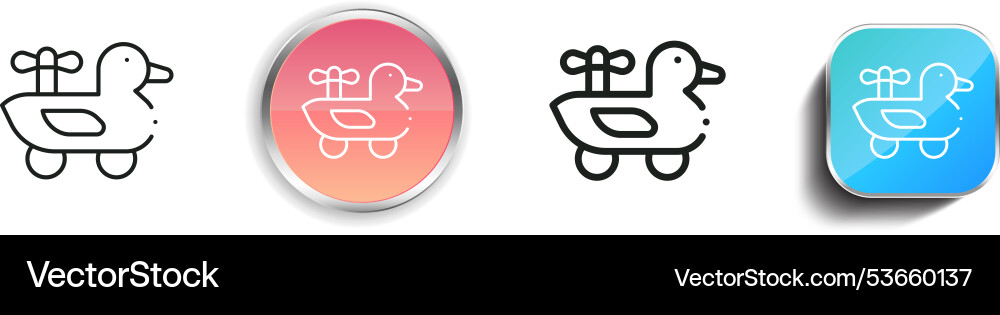 Duck icon thin linear regular and button style Duck icon thin linear regular and button style Vector Image