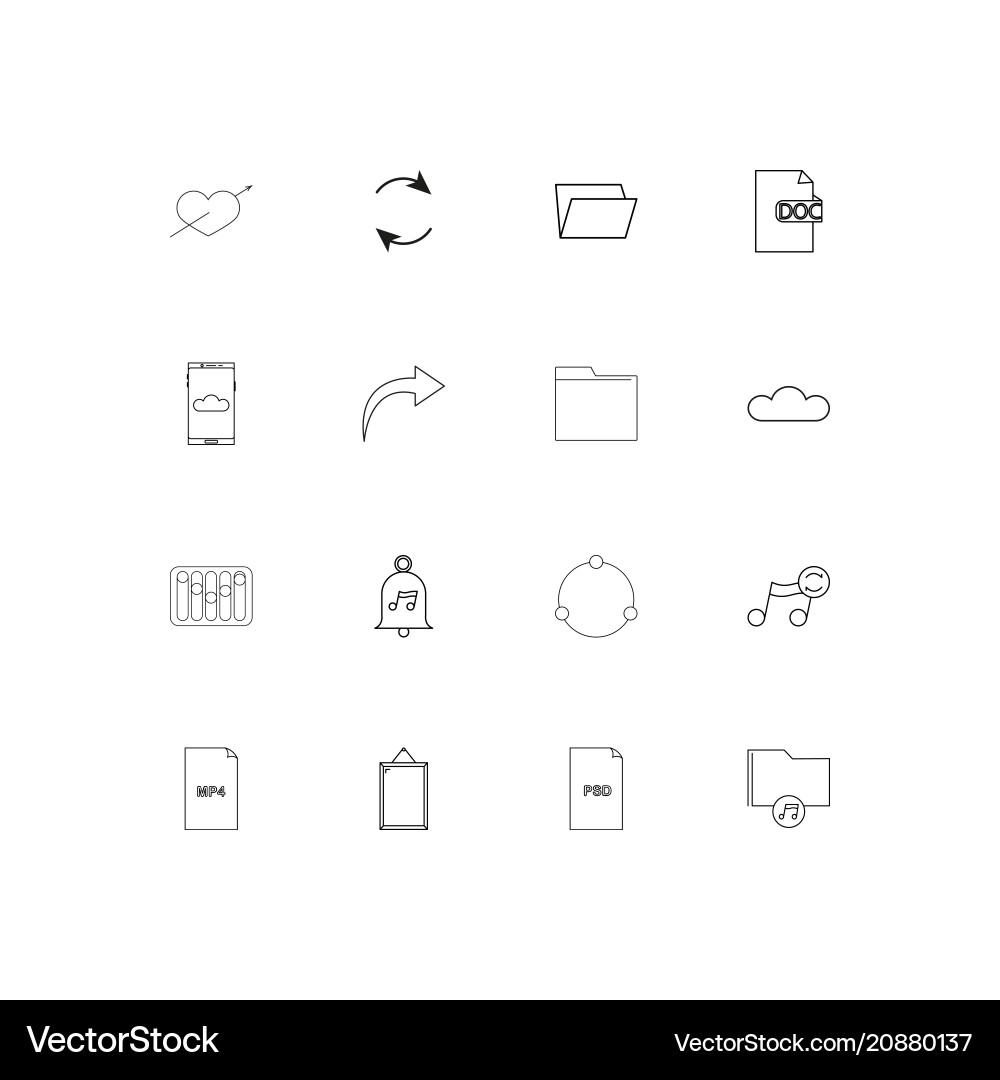 Files and folders sign linear thin icons set vector image