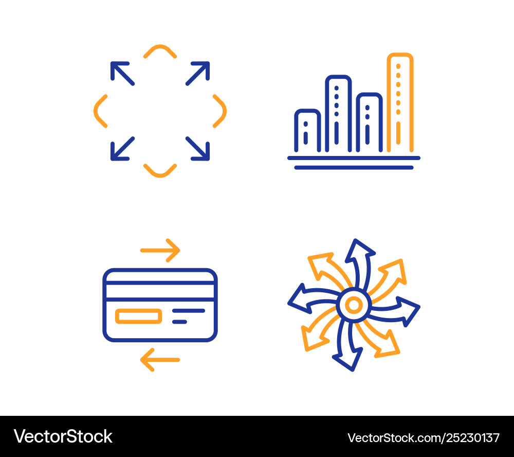 Graph chart credit card and maximize icons set Graph chart credit card and maximize icons set vector image
