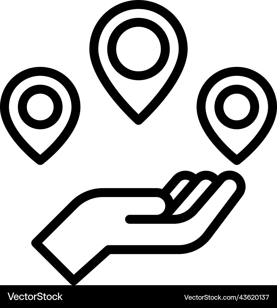 Hand and pins icon location map navigation vector image