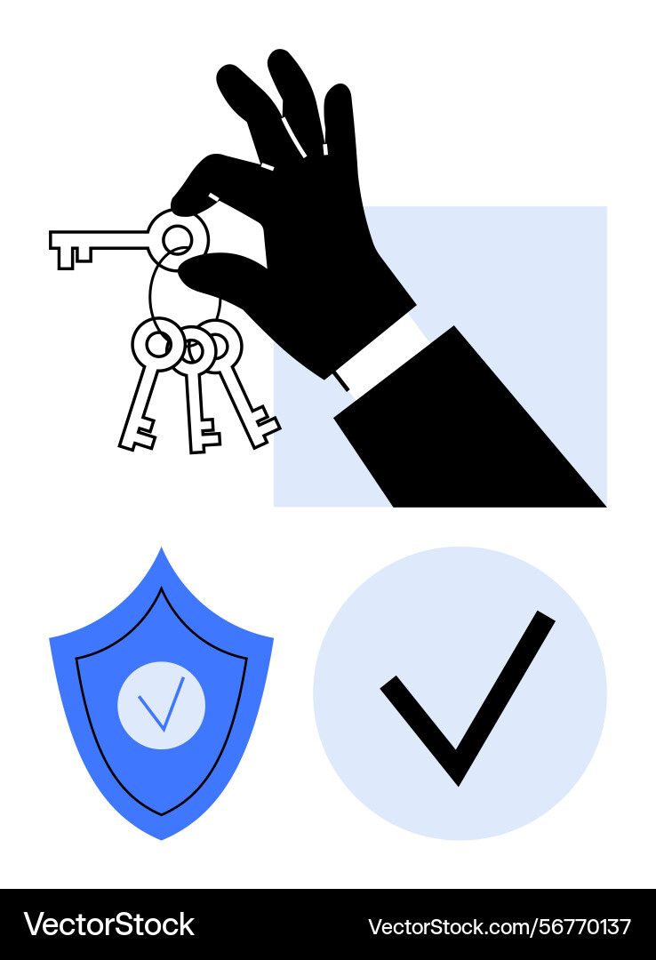 Hand holding keys with security shield Hand holding keys with security shield vector image