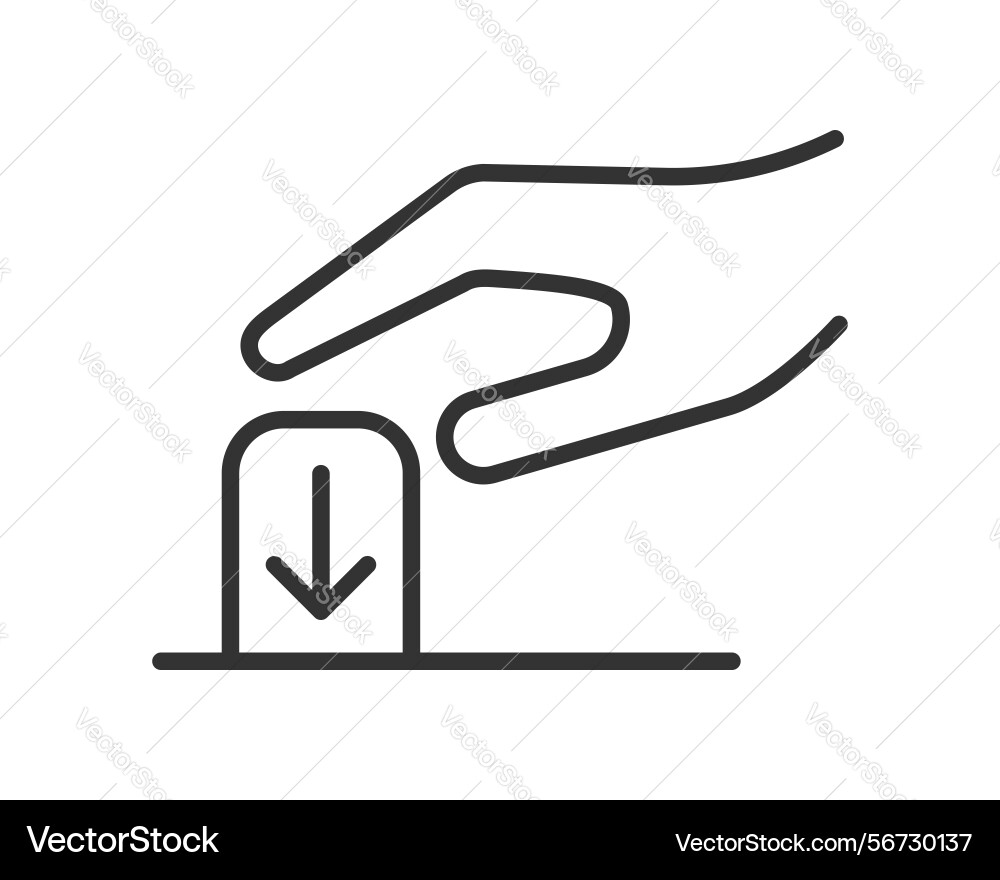 Hand pushing button with arrow down clean line Vector Image