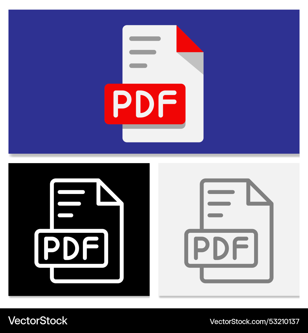 Pdf document file format set of type flat Pdf document file format set of type flat vector image