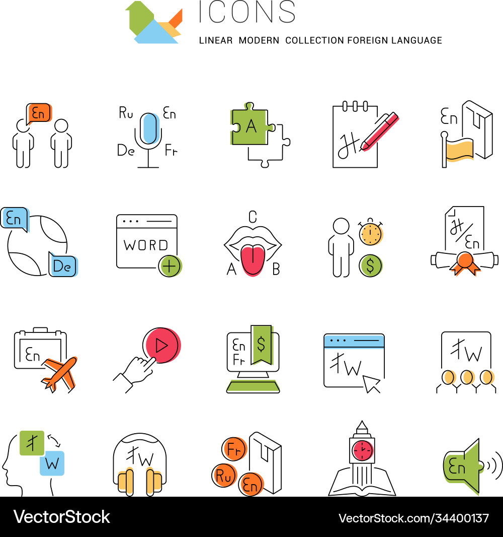 Set line icons foreign language Set line icons foreign language Vector Image