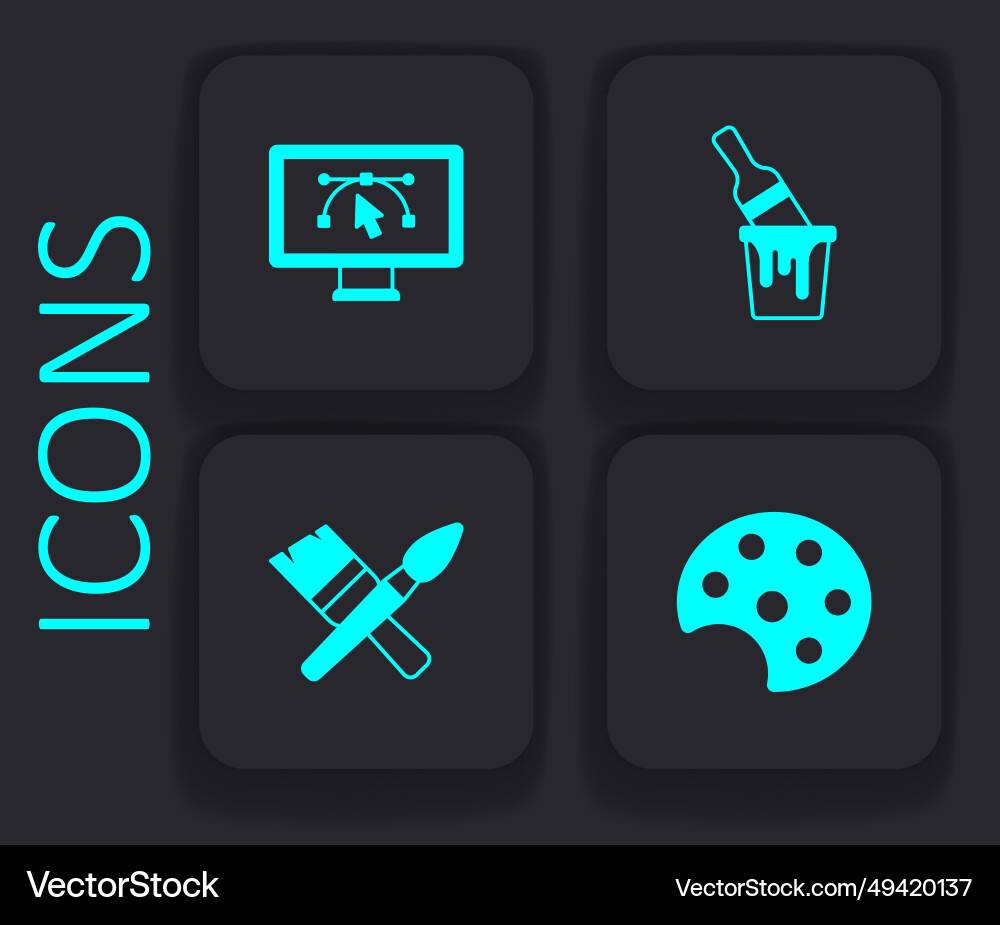 Set palette computer with design program paint Set palette computer with design program paint vector image