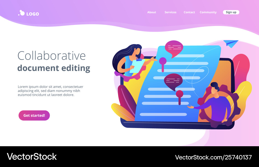 Shared document concept landing page Shared document concept landing page vector image