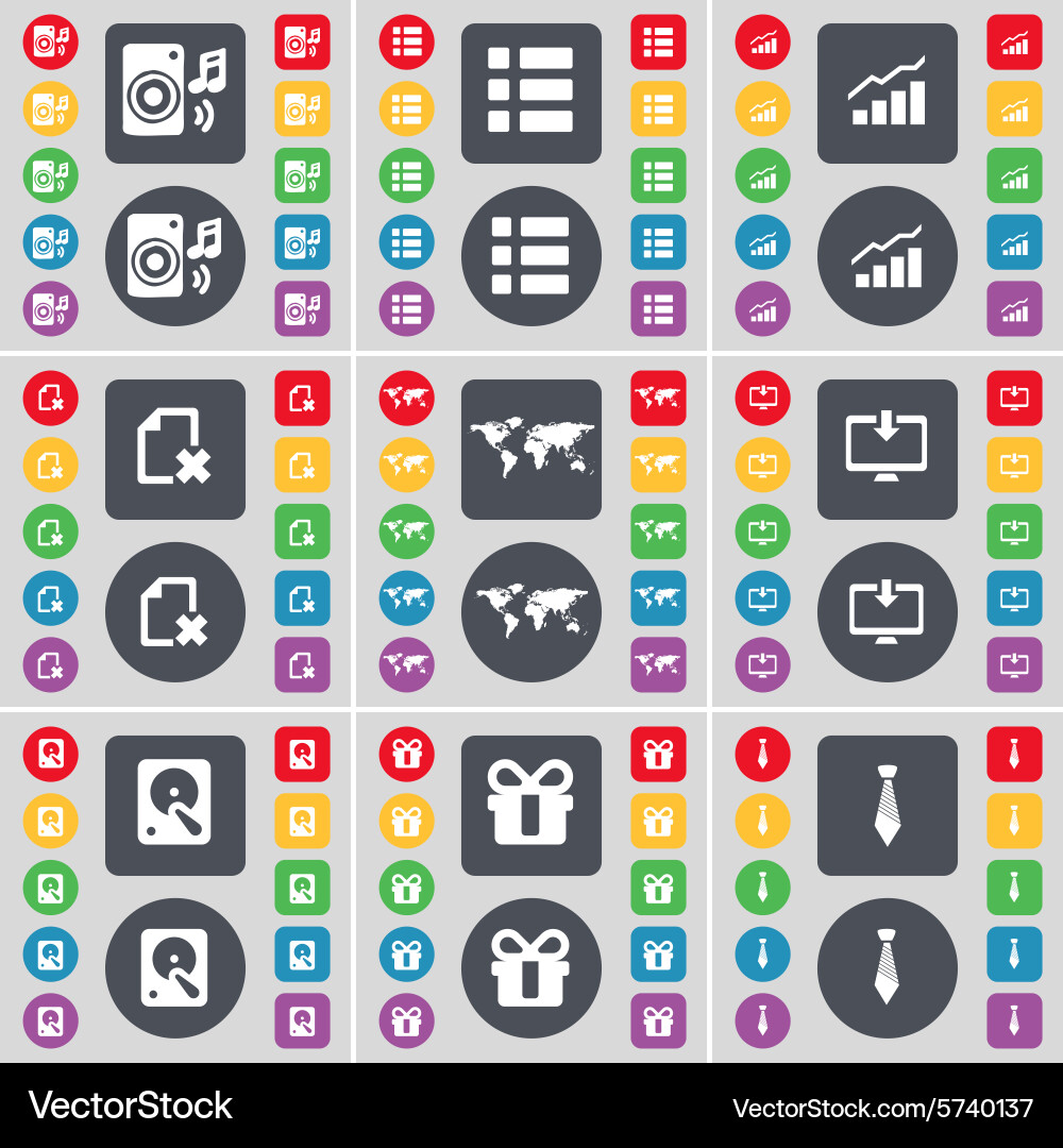 Speaker list graph file globe monitor hard drive vector image