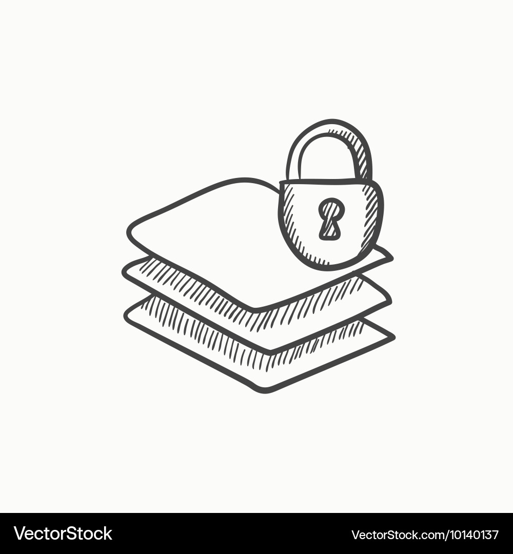 Stack of papers with lock sketch icon vector image