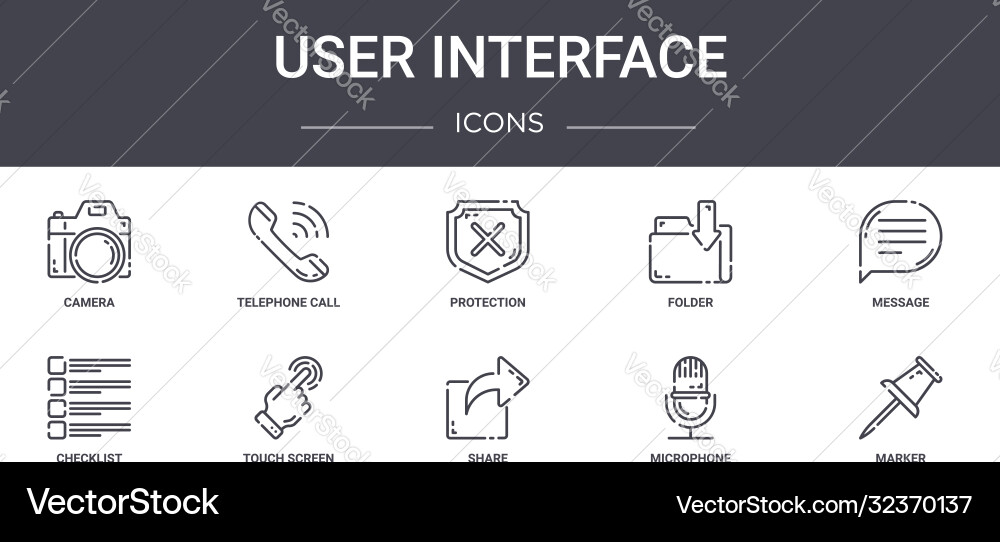 User interface concept line icons set contains User interface concept line icons set contains vector image