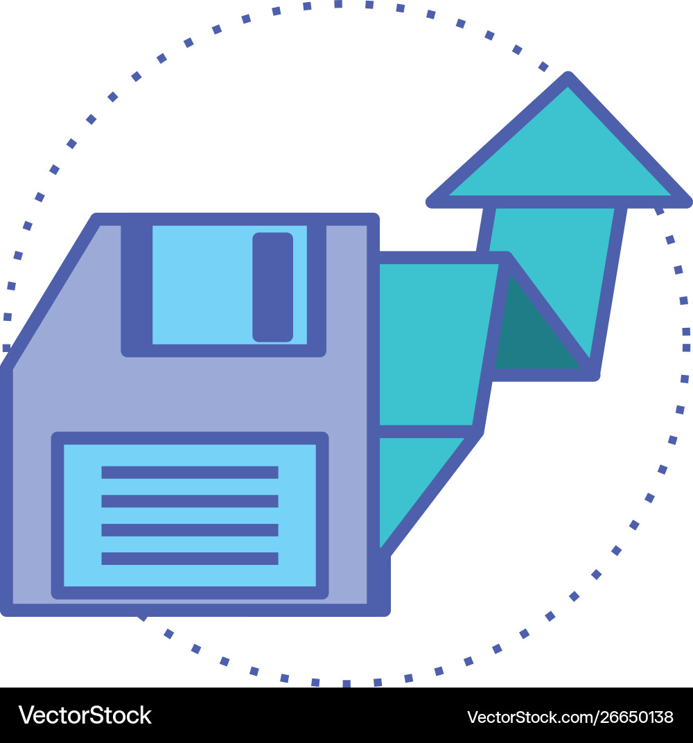 Arrow up with floppy disk vector image
