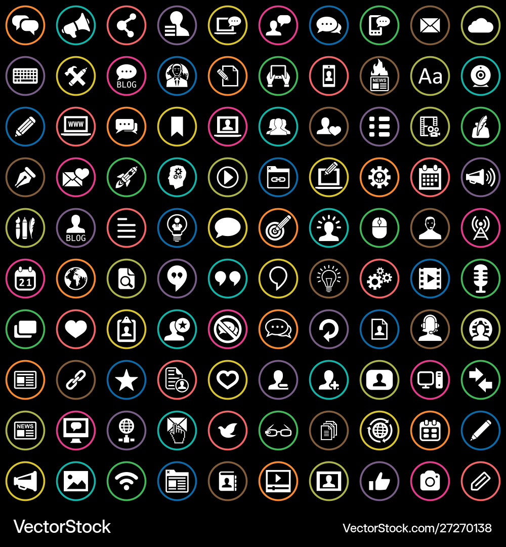 Blog 100 icons universal set for web and ui Vector Image