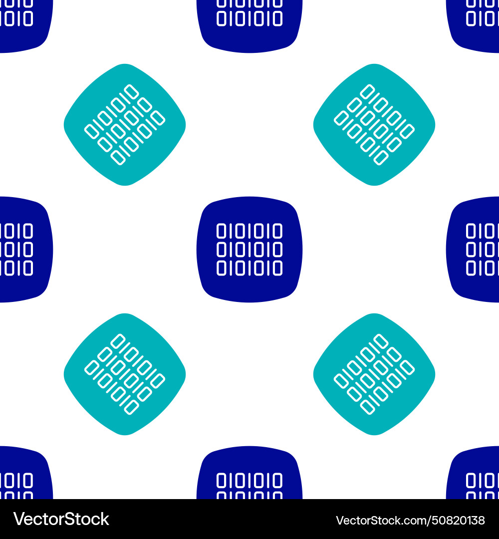 Blue binary code icon isolated seamless pattern Blue binary code icon isolated seamless pattern vector image