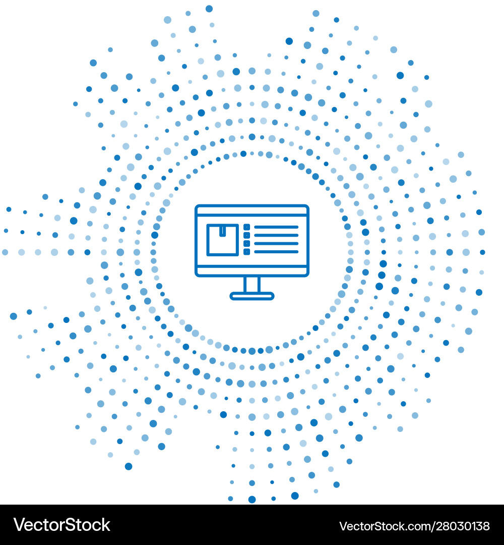 Blue line computer monitor with app delivery Blue line computer monitor with app delivery vector image