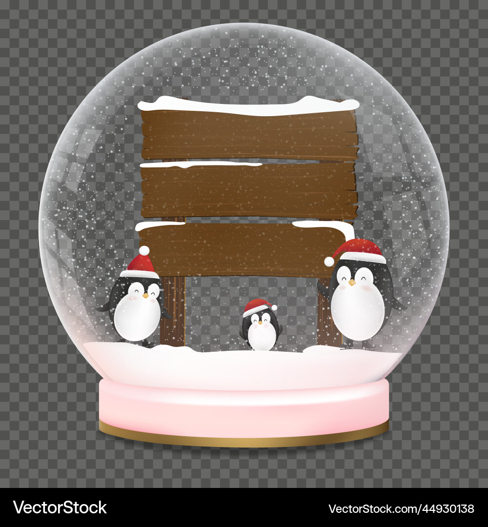 Christmas ball with cute penguins wearing red Christmas ball with cute penguins wearing red vector image