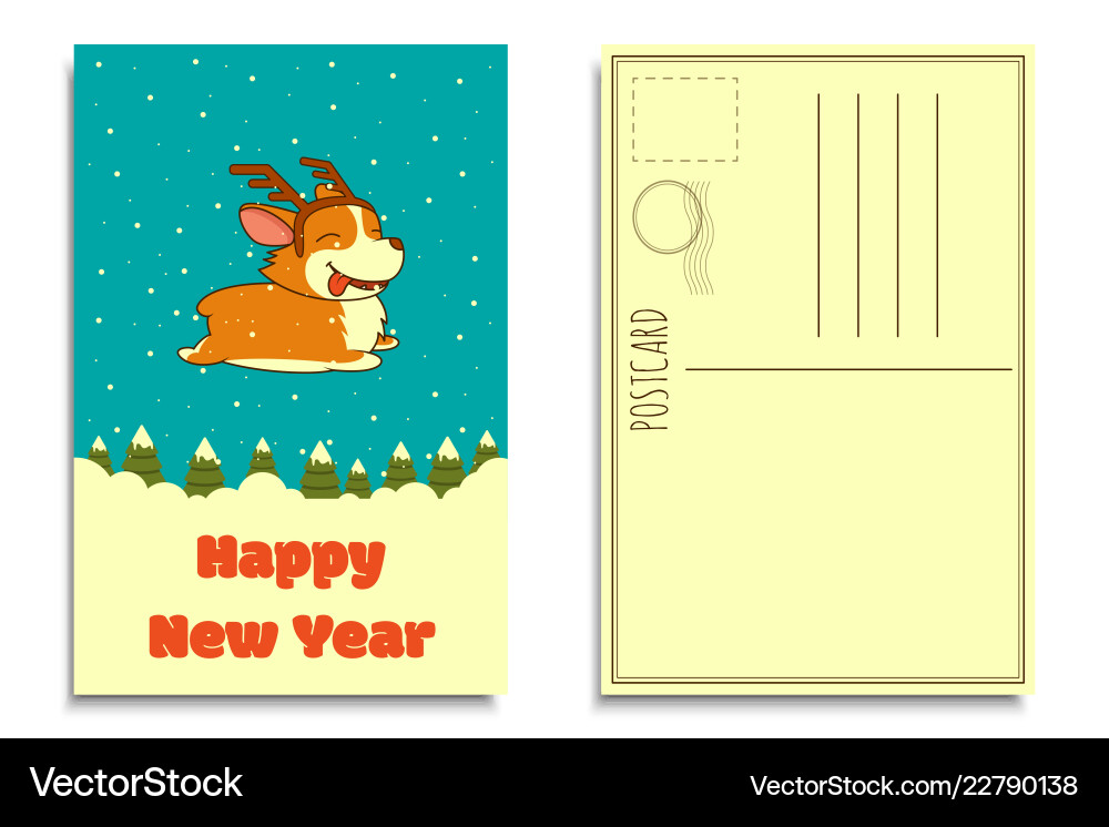 Christmas dog on winter forest background Christmas dog on winter forest background vector image