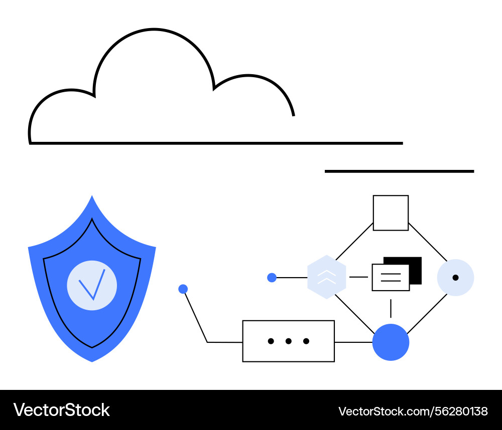 Cloud security and data flow representation Cloud security and data flow representation vector image