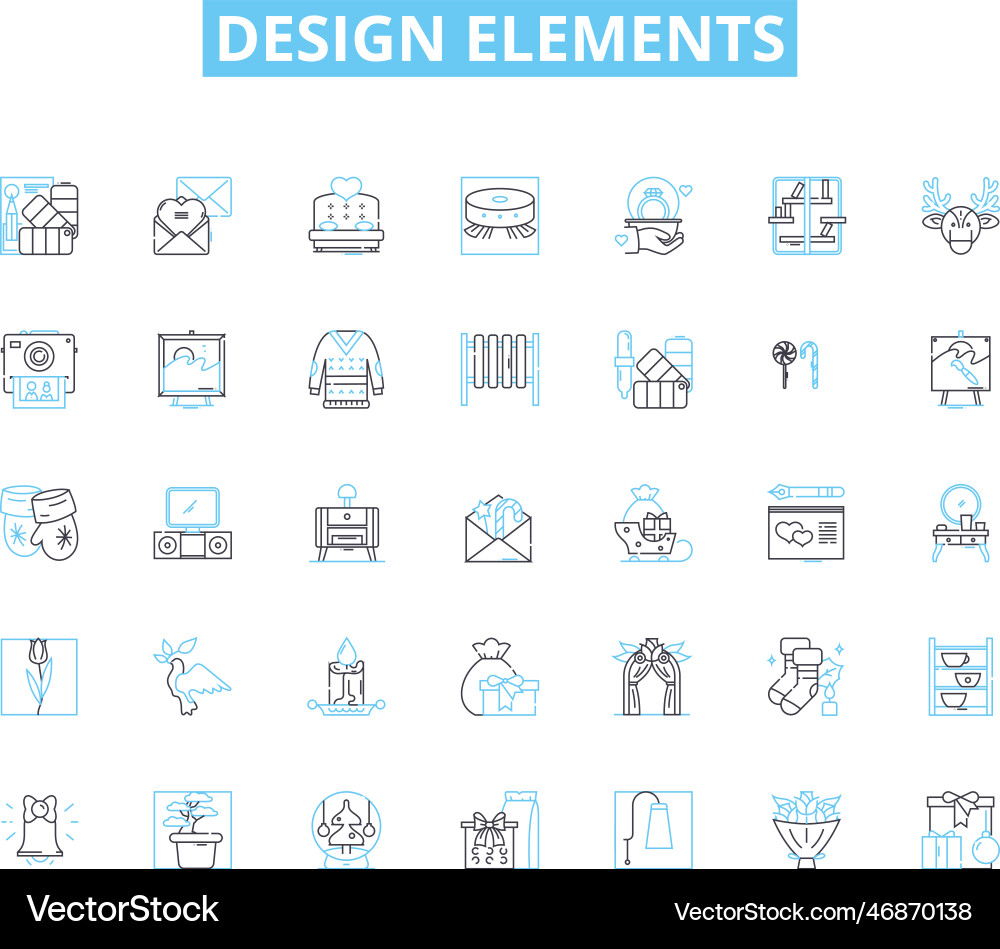 Design elements linear icons set color Design elements linear icons set color Vector Image