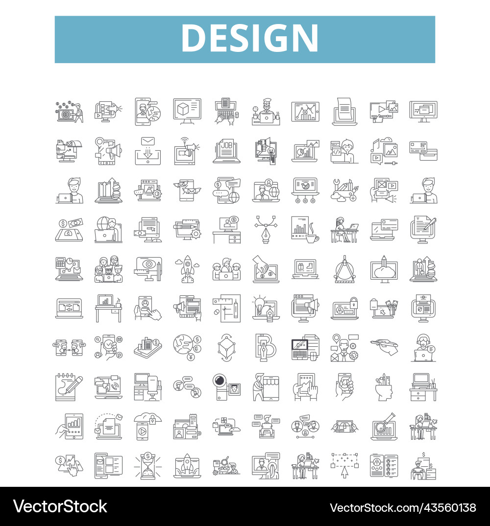 Design icons line symbols web signs set Vector Image