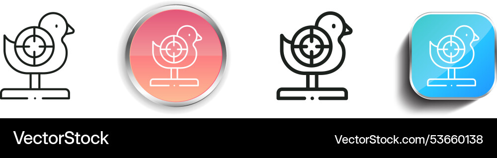 Duck shooting icon thin linear regular and button vector image