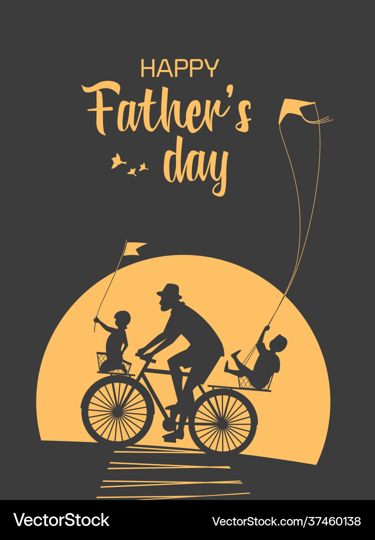 Family Cycling - Fathers Day Vector Image
