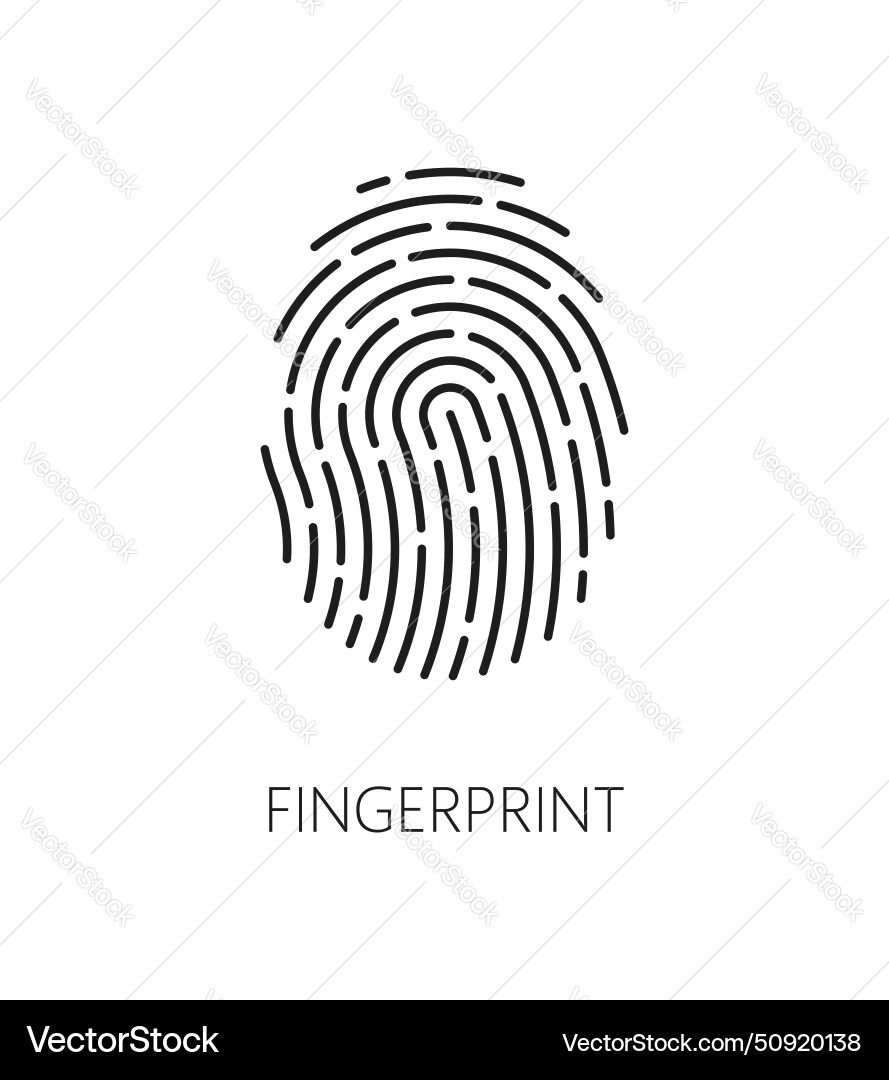 Fingerprint biometric identification outline icon vector image