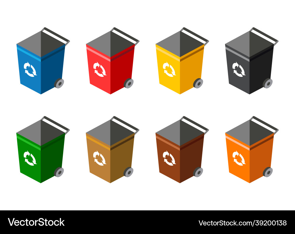 Garbage cans for sorting recycling elements many Garbage cans for sorting recycling elements many vector image