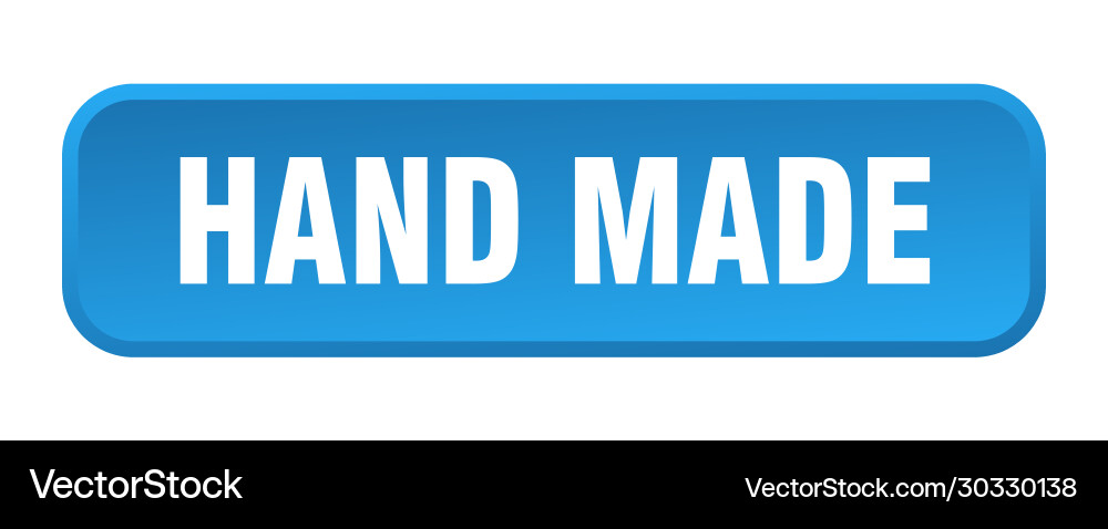 Hand made button square 3d push vector image