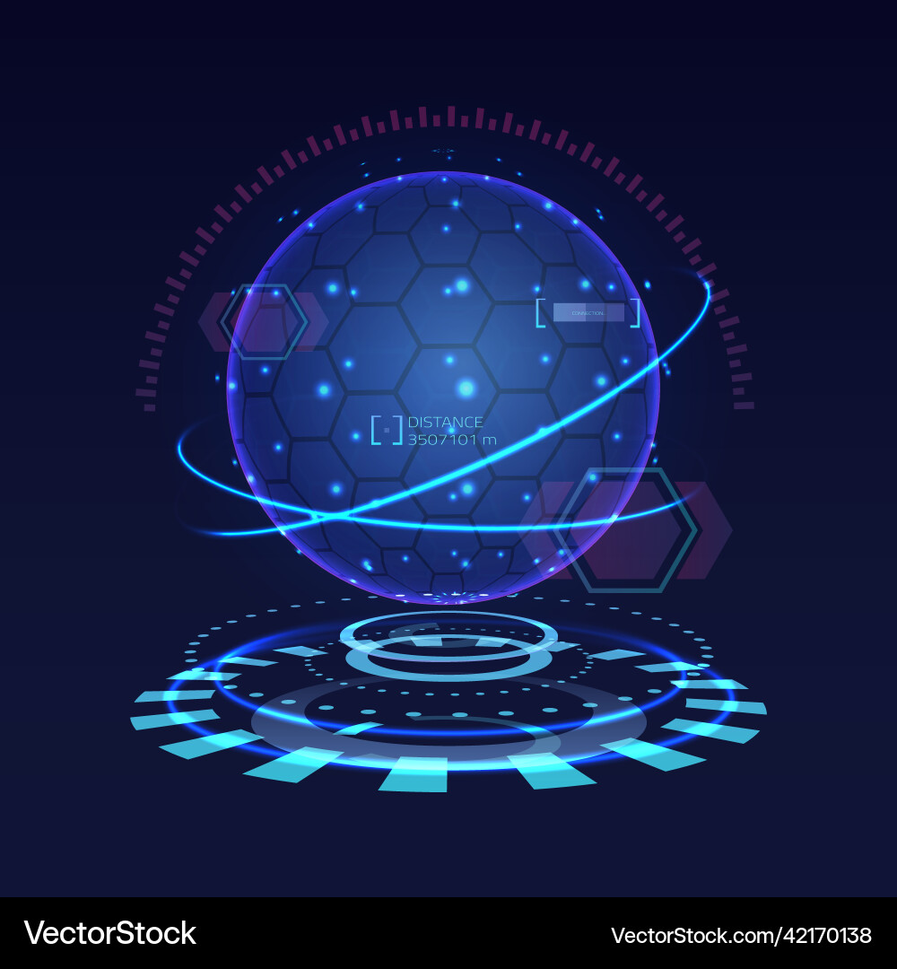 Hologram projection planet hud interface display Hologram projection planet hud interface display vector image